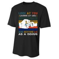 Look At You Landing My Mom Getting Me As A Bonus Funny Dad Performance Sprint T-Shirt