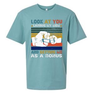 Look At You Landing My Mom Getting Me As A Bonus Funny Dad Sueded Cloud Jersey T-Shirt