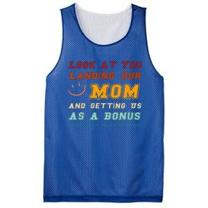 Look At You Landing Our Mom And Getting Us As A Bonus Funny Mesh Reversible Basketball Jersey Tank