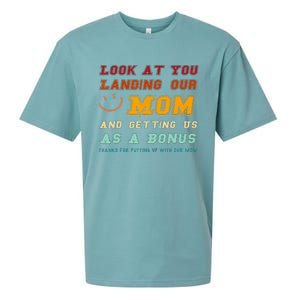 Look At You Landing Our Mom And Getting Us As A Bonus Funny Sueded Cloud Jersey T-Shirt