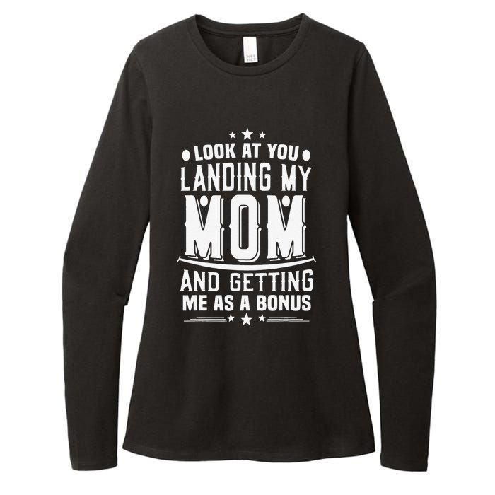 Look At You Landing My Mom Getting Me As A Bonus Funny Dad Womens CVC Long Sleeve Shirt