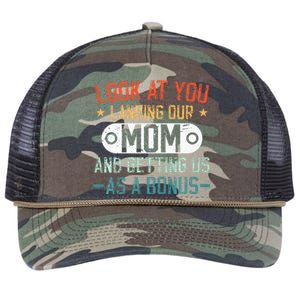 Look At You Landing Our Mom And Getting Us As A Bonus Retro Rope Trucker Hat Cap