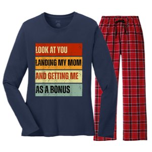 Look At You Landing My Mom And Getting Me As A Bonus Women's Long Sleeve Flannel Pajama Set 