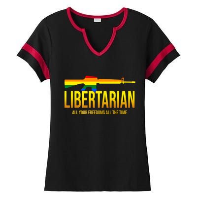 Libertarian All Your Freedoms All The Time Ladies Halftime Notch Neck Tee