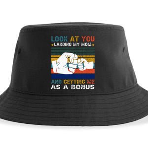 Look At You Landing My Mom Getting Me As A Bonus Funny Dad Sustainable Bucket Hat