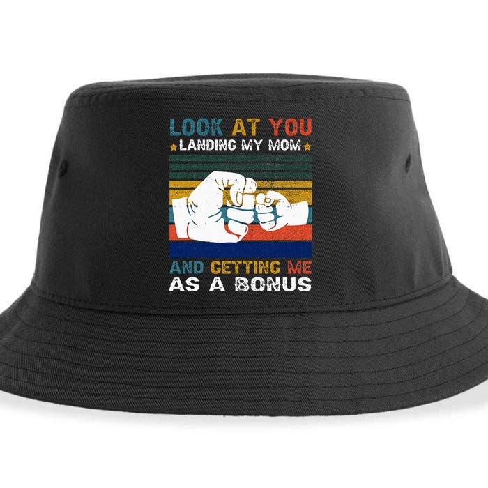 Look At You Landing My Mom Getting Me As A Bonus Funny Dad Sustainable Bucket Hat