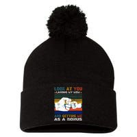 Look At You Landing My Mom Getting Me As A Bonus Funny Dad Pom Pom 12in Knit Beanie