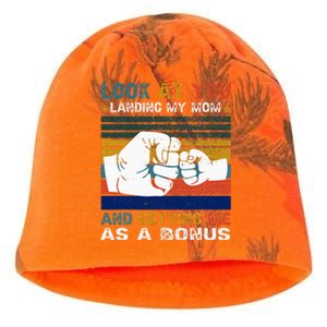 Look At You Landing My Mom Getting Me As A Bonus Funny Dad Kati - Camo Knit Beanie