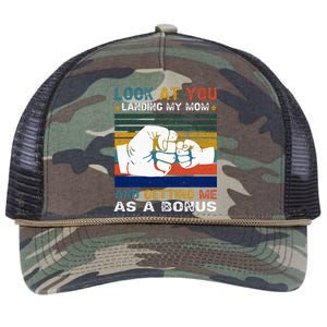 Look At You Landing My Mom Getting Me As A Bonus Funny Dad Retro Rope Trucker Hat Cap