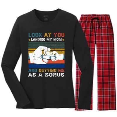 Look At You Landing My Mom Getting Me As A Bonus Women's Long Sleeve Flannel Pajama Set 