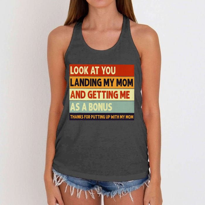 look at you landing my mom and getting me as a bonus Women's Knotted Racerback Tank