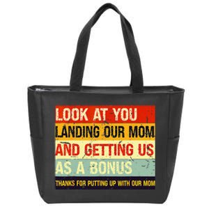 Look At You Landing Our Mom And Getting Us As A Bonus Funny Zip Tote Bag