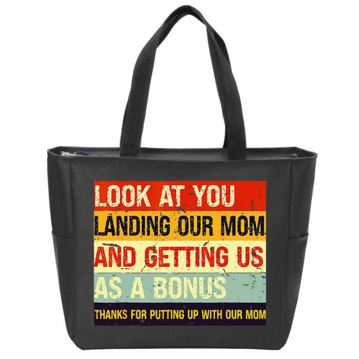 Look At You Landing Our Mom And Getting Us As A Bonus Funny Zip Tote Bag