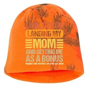 Look At You Landing My Mom And Getting Me As A Bonus Kati - Camo Knit Beanie