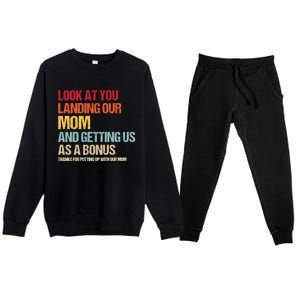 Look At You Landing Our Mom And Getting Us As A Bonus Premium Crewneck Sweatsuit Set