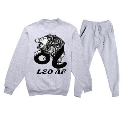 Leo Af Zodiac Birthday Gifts Premium Crewneck Sweatsuit Set