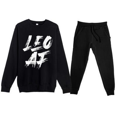 Leo AF Zodiac Sign Horoscope Astrology Birthday Premium Crewneck Sweatsuit Set