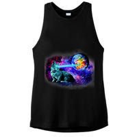 Lazer Cat Blasting In Space Ladies PosiCharge Tri-Blend Wicking Tank