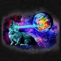 Lazer Cat Blasting In Space Ladies PosiCharge Tri-Blend Wicking Tank