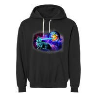 Lazer Cat Blasting In Space Garment-Dyed Fleece Hoodie