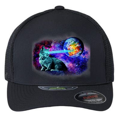 Lazer Cat Blasting In Space Flexfit Unipanel Trucker Cap