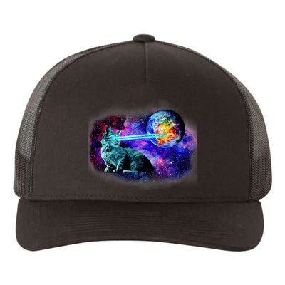 Lazer Cat Blasting In Space Yupoong Adult 5-Panel Trucker Hat