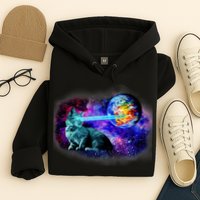 Lazer Cat Blasting In Space Hoodie