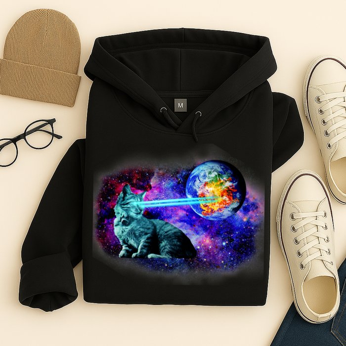 Lazer Cat Blasting In Space Hoodie