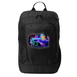 Lazer Cat Blasting In Space City Backpack