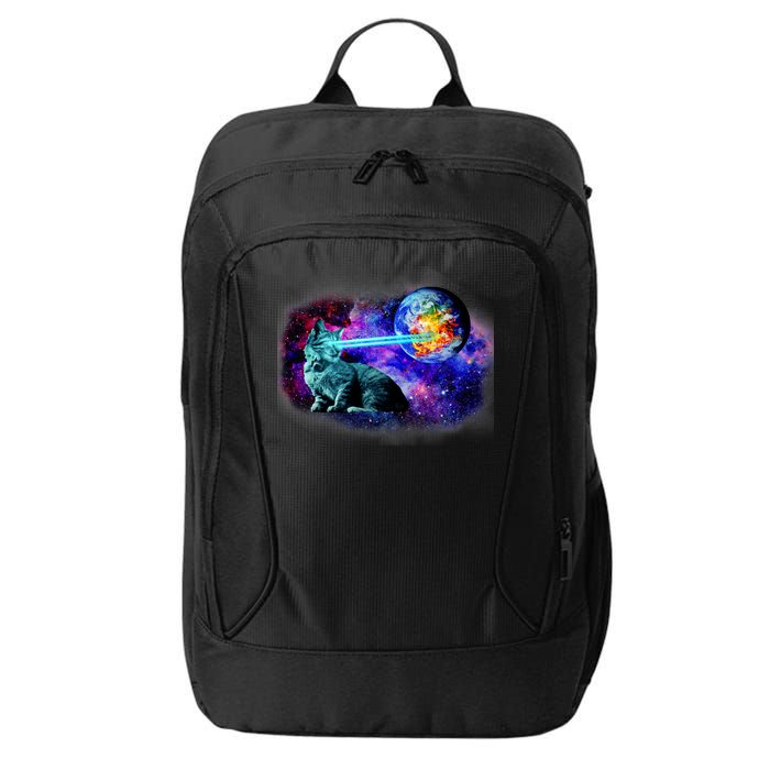 Lazer Cat Blasting In Space City Backpack