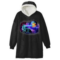 Lazer Cat Blasting In Space Hooded Wearable Blanket