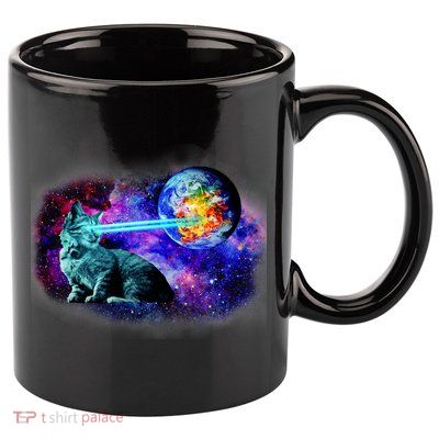 Lazer Cat Blasting In Space 11oz C Handle Ceramic Mug