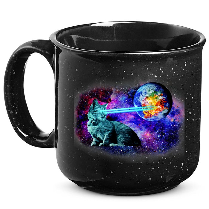 Lazer Cat Blasting In Space 15oz Campfire Ceramic Mug