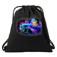 Lazer Cat Blasting In Space Drawstring Bag