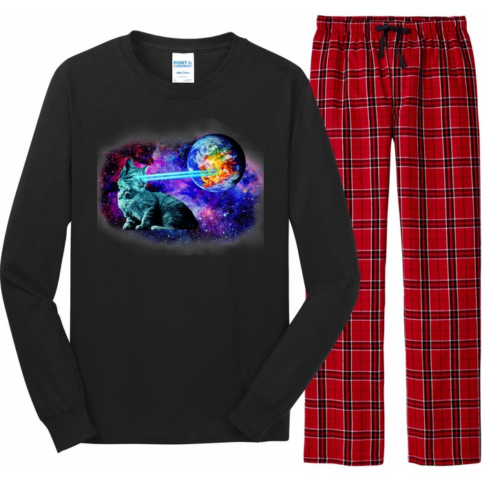 Lazer Cat Blasting In Space Long Sleeve Pajama Set