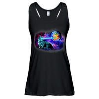 Lazer Cat Blasting In Space Ladies Essential Flowy Tank