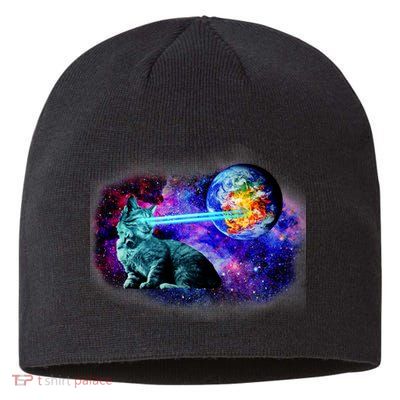 Lazer Cat Blasting In Space Sustainable Beanie