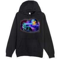 Lazer Cat Blasting In Space Premium Pullover Hoodie