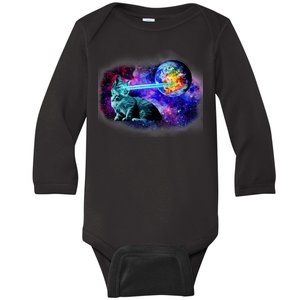 Lazer Cat Blasting In Space Baby Long Sleeve Bodysuit