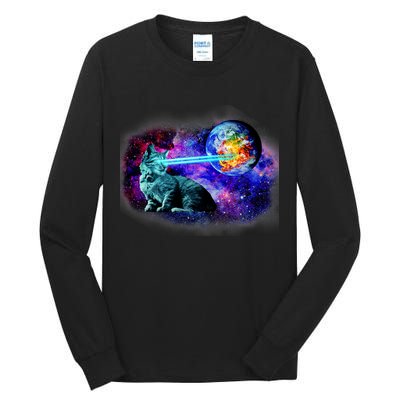 Lazer Cat Blasting In Space Tall Long Sleeve T-Shirt