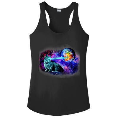 Lazer Cat Blasting In Space Ladies PosiCharge Competitor Racerback Tank