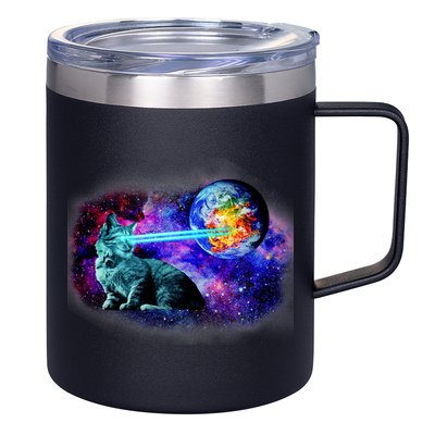 Lazer Cat Blasting In Space 12oz Stainless Steel Coffee Mug