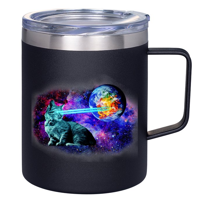 Lazer Cat Blasting In Space 12oz Stainless Steel Coffee Mug