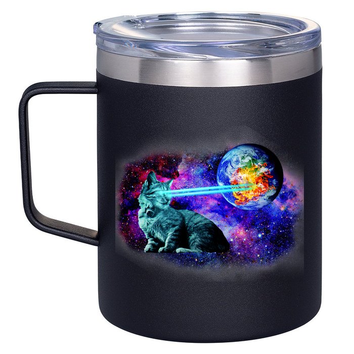 Lazer Cat Blasting In Space 12oz Stainless Steel Coffee Mug