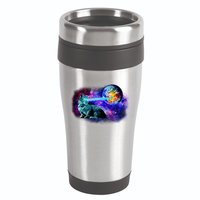 Lazer Cat Blasting In Space 16oz Travel Tumbler