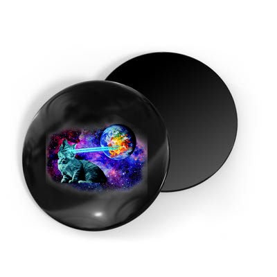 Lazer Cat Blasting In Space Magnet