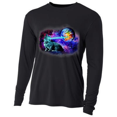 Lazer Cat Blasting In Space Cooling Performance Long Sleeve Crew