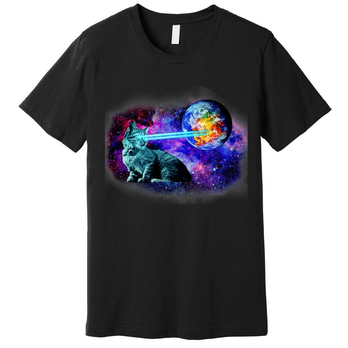 Lazer Cat Blasting In Space Premium T-Shirt
