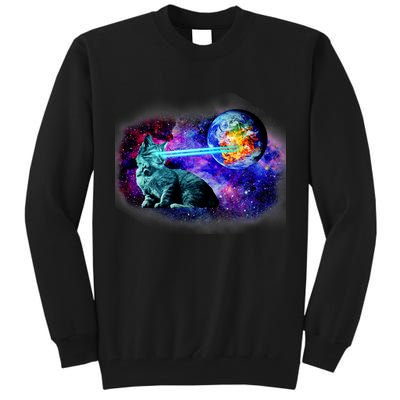 Lazer Cat Blasting In Space Tall Sweatshirt