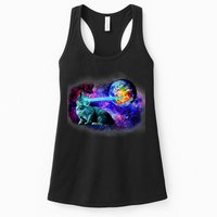 Lazer Cat Blasting In Space Womens Tank Top